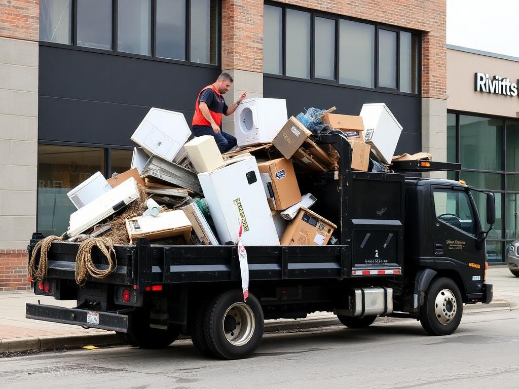Grizzly junk removal truck loaded with debris
